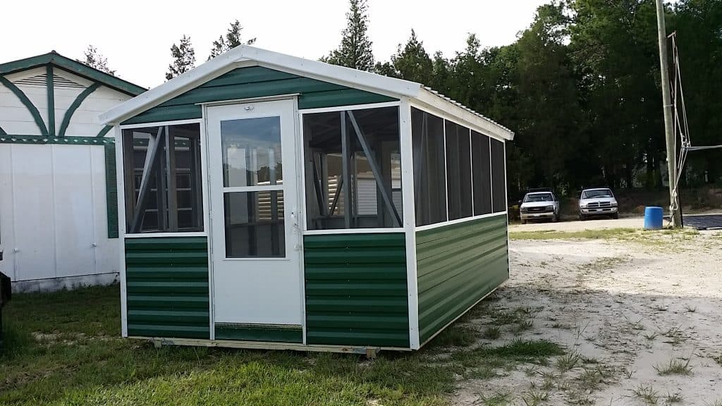 Robin sheds Probuilt Structures Sheds For Sale In Central Florida Shed in citrus county and sheds in marion county Green screen room screen house for outside seating florida room