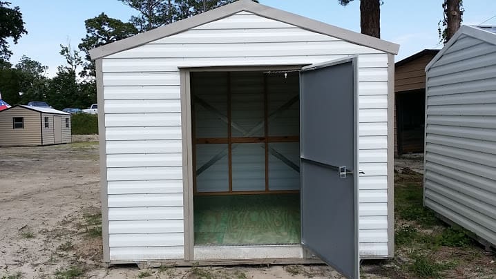 Robin sheds Probuilt Structures Sheds For Sale In Central Florida White and Tan Metal Shed 10x16