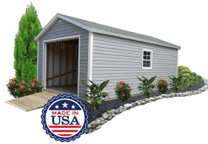 Our 14x20 Portable Storage Sheds are made-in-the-USA shed combines practical functionality with an aesthetic appeal that complements any landscape. Experience the embodiment of American ingenuity and quality, ensuring your belongings are securely sheltered in a remarkable testament to homegrown excellence
