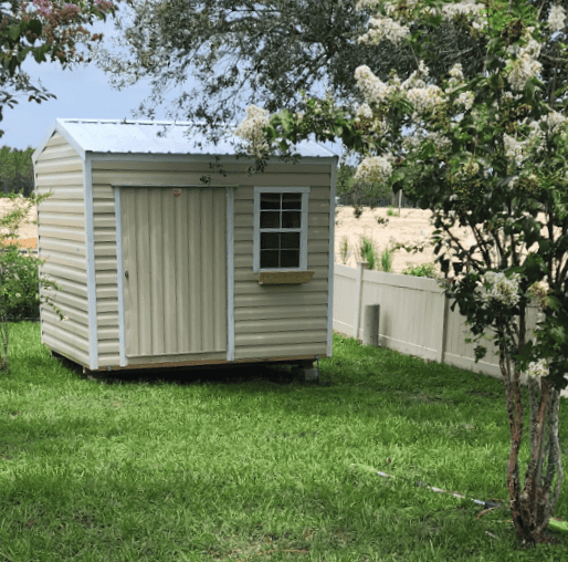 Five-star rated Robin Sheds image featuring a stylish and durable shed, perfect for diverse storage needs. Crafted with quality materials in Tampa, Florida, this shed combines functionality and aesthetic appeal. Trustworthy and highly recommended by satisfied customers.