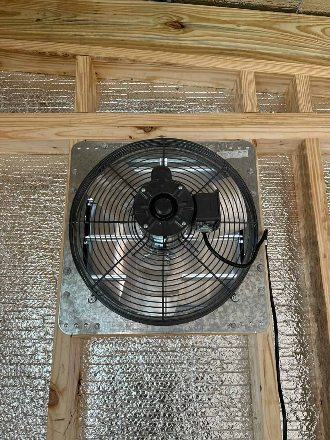 fan picture 16″ exhaust fan with guard, automatic shutter, thermostat