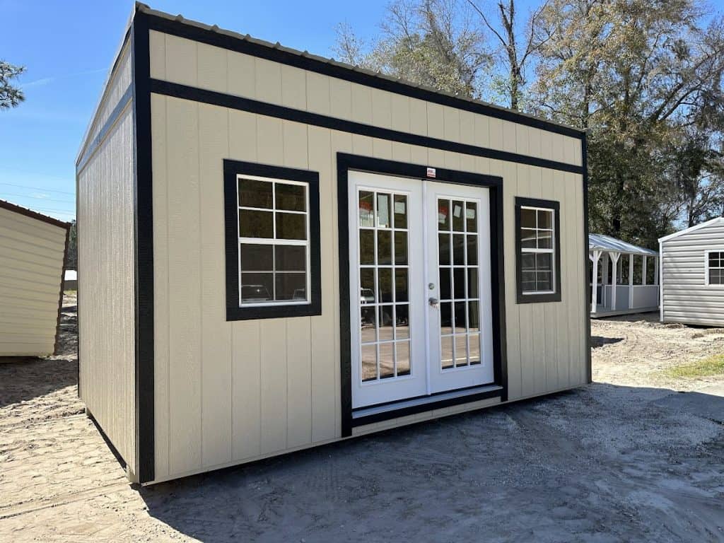 Image of rent-to-own storage sheds for backyard use.