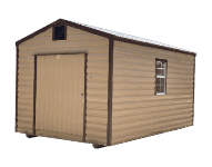 Spacious Americana outdoor utility shed, perfect for storage and organization.