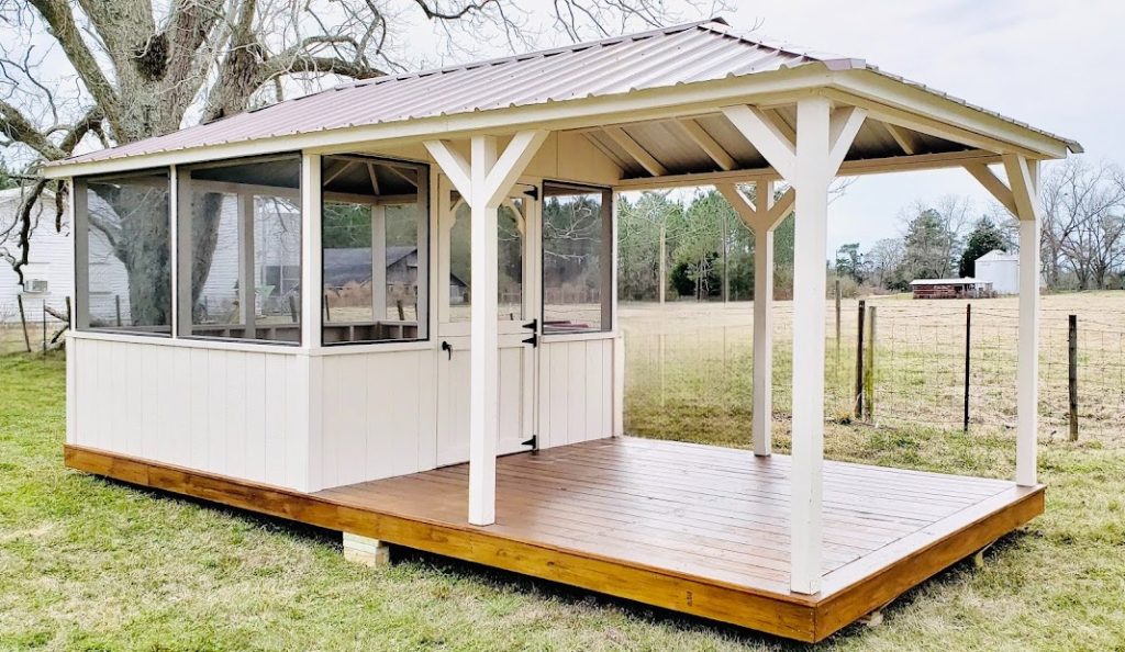 Inviting backyard picnic house gazebo for sale in Central Florida, offering a charming outdoor retreat.