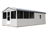 Screenhouse combo garden tool storage shed with spacious interior and screened windows.