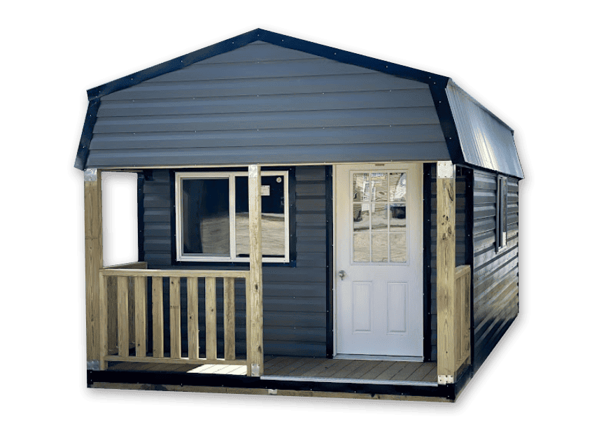 Gambrel lofted cabin with porch motorcycle sheds and garages for sale in 